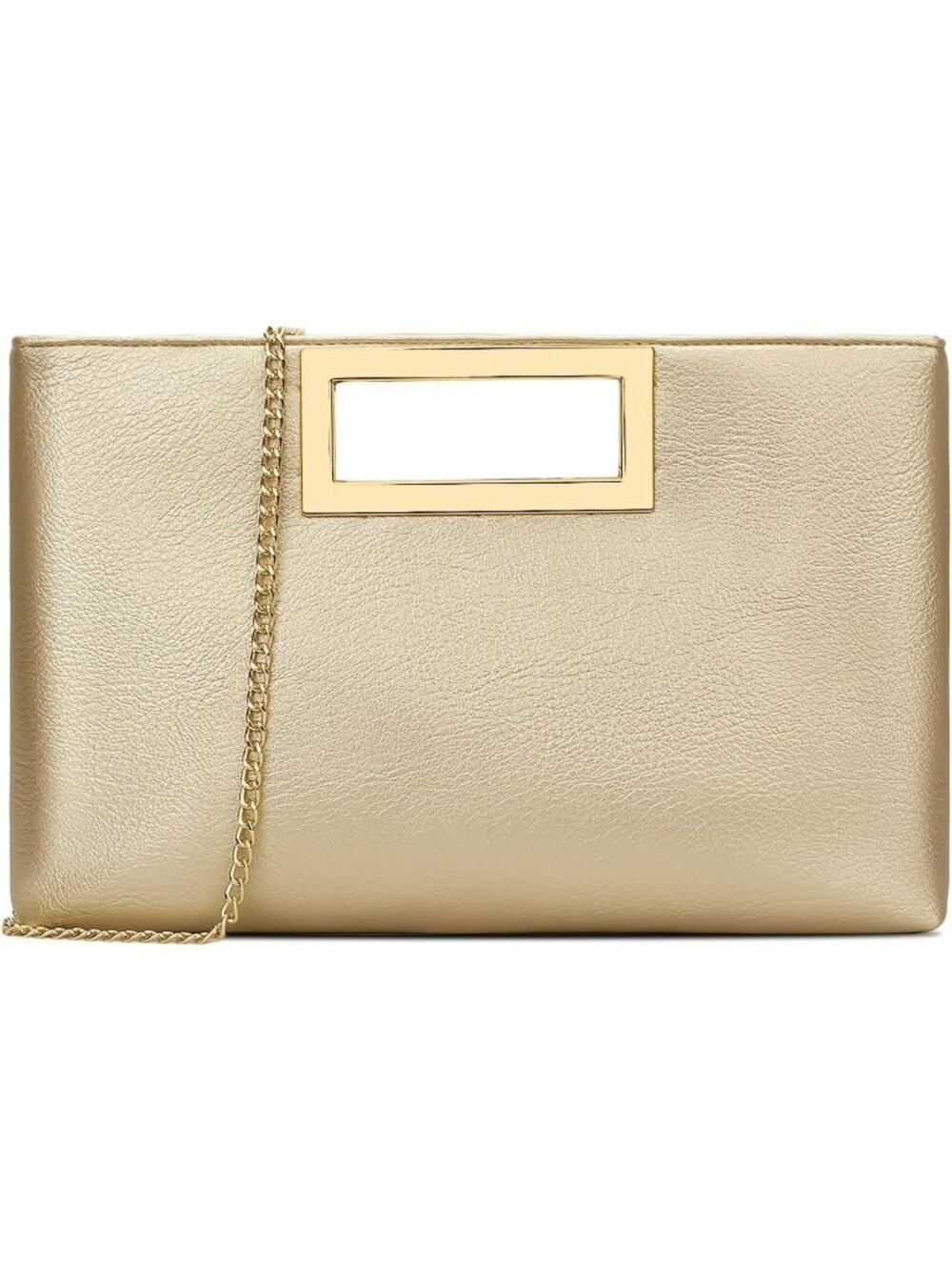 Women's Gold Clutch Purse Gold Chain Strap Handle Handbag Wedding Evening Bag